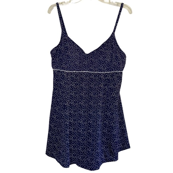 MAXINE OF HOLLYWOOD woman's plus size 18 modest polka dot swim dress swimsuit - Picture 1 of 10